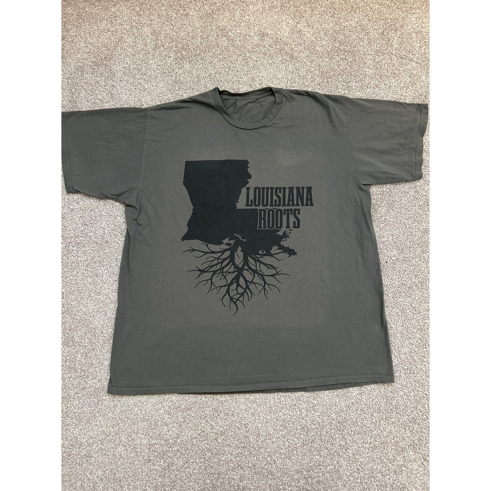 Louisiana Roots Graphic T-Shirt Mens XL Gray Excellent State Silhouette Tee